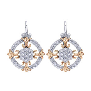 Gabriel Fashion 14 Karat Two-Tone Lusso Diamond Leverback Earrings EG12327T45JJ