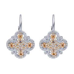 Gabriel Fashion 14 Karat Two-Tone Lusso Diamond Leverback Earrings EG12277T45JJ
