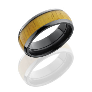 Lashbrook ZHW8D15/OSAGEORANGE POLISH Hard Wood Wedding Ring or Band