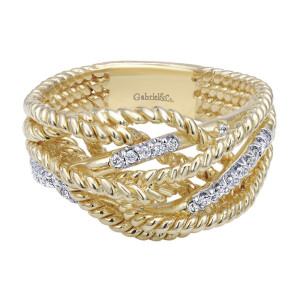 Gabriel Fashion 14 Karat Two-Tone Hampton Diamond Ladies' Ring LR5162M44JJ