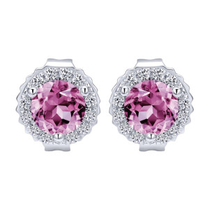 Gabriel Fashion 14 Karat Color Solitaire Stud Earrings EG12372W45PA