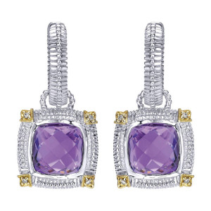 Gabriel Fashion Silver / 18 Karat Two-Tone Roman Drop Earrings EG10815MY5AM