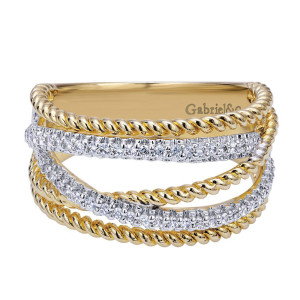 Gabriel Fashion 14 Karat Two-Tone Hampton Diamond Ladies' Ring LR5360M44JJ