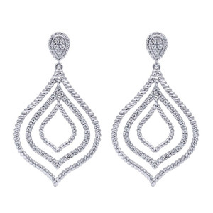 Gabriel Fashion 14 Karat Hampton Diamond Drop Earrings EG10717W44JJ