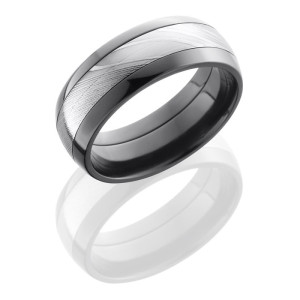 Lashbrook ZPF8D14-Damascus Polish Zirconium Damascus Steel Wedding Ring or Band