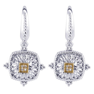 Gabriel Fashion Silver / 18 Karat Two-Tone Roman Drop Earrings EG11079MY5JJ