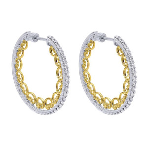 Gabriel Fashion 14 Karat Two-Tone Hoops Hoop Earrings EG12051M45JJ