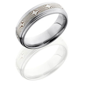 Lashbrook 7DGE13-MSSSH Satin-Polish Titanium Mokume Gane Wedding Ring or Band
