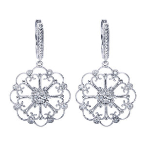 Gabriel Fashion 14 Karat Lace Drop Earrings EG11106W45JJ