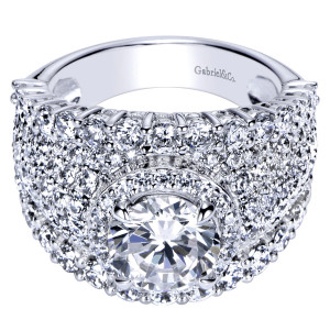Gabriel Contemporary ER8447W83JJ 18 karat white gold engagement ring with diamond halo
