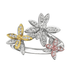 Gabriel Fashion 14 Karat Multi-Tone Floral Ladies' Ring LR4702G45JJ