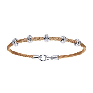 Gabriel Fashion Silver Two-Tone Hampton Stainless Steel Bangle Bracelet TB2687PNMX5JJ