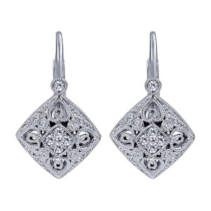 Gabriel Fashion 14 Karat Victorian Leverback Earrings EG12304W45JJ