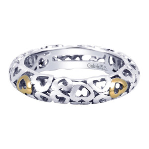 Gabriel Fashion Silver / 18 Karat Two-Tone Stackable Stackable Ladies' Ring LR5948-5MYJJJ