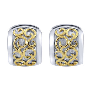 Gabriel Fashion Silver / 18 Karat Two-Tone Huggies Huggie Earrings EG11256MYJJJ