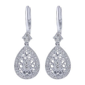 Gabriel Fashion 14 Karat Victorian Leverback Earrings EG10905W44JJ