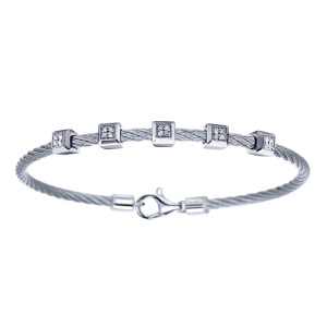 Gabriel Fashion Silver Two-Tone Hampton Stainless Steel Bangle Bracelet TB2686MX5JJ