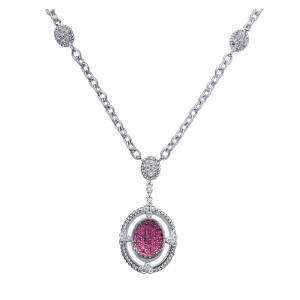 Gabriel Fashion Silver Hampton Color Necklace NK3222SV5RA