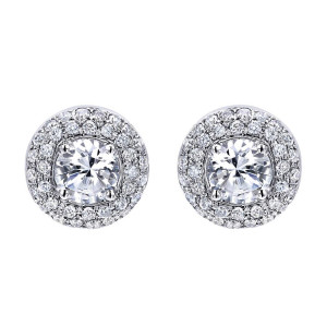 Gabriel Fashion 14 Karat Pave Stud Earrings EG9959W44JJ