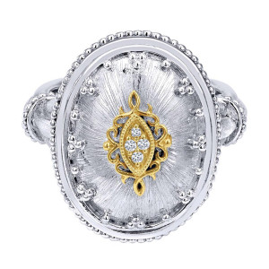 Gabriel Fashion Silver / 18 Karat Two-Tone Roman Ladies' Ring LR5827MY5JJ