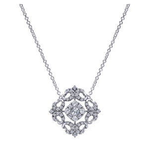 Gabriel Fashion 14 Karat Clustered Diamonds Necklace NK4956W45JJ