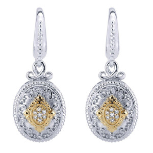 Gabriel Fashion Silver / 18 Karat Two-Tone Roman Drop Earrings EG11078MY5JJ