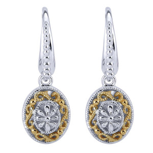 Gabriel Fashion Silver / 18 Karat Two-Tone Mediterranean Drop Earrings EG10954MYJJJ