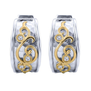Gabriel Fashion Silver / 18 Karat Two-Tone Huggies Huggie Earrings EG11133MY5JJ