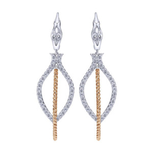 Gabriel Fashion 14 Karat Two-Tone Hampton Diamond Drop Earrings EG12233T45JJ