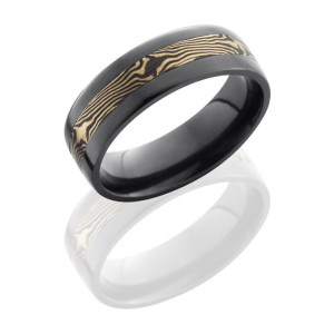Lashbrook Z7F13-M14KWSH Satin-Polish Zirconium Mokume Gane Wedding Ring or Band