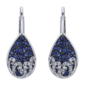 Gabriel Fashion 14 Karat Pave Leverback Earrings EG12565W45SA