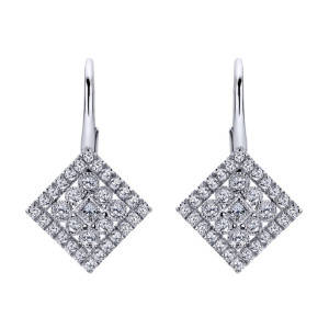 Gabriel Fashion 14 Karat Clustered Diamonds Leverback Earrings EG12482W45JJ