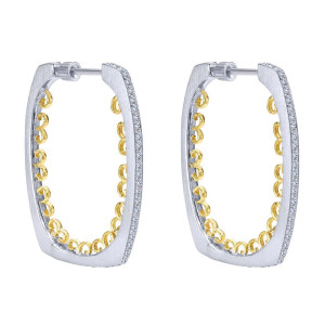 Gabriel Fashion Silver / 18 Karat Two-Tone Hoops Hoop Earrings EG12037MY5JJ
