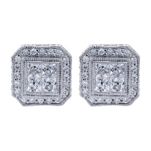 Gabriel Fashion 14 Karat Victorian Stud Earrings EG10435W44JJ