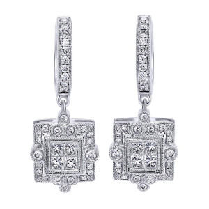 Gabriel Fashion 14 Karat Victorian Drop Earrings EG10340W44JJ
