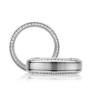 A.JAFFE BB0131E 14 Karat diamond wedding ring, front view