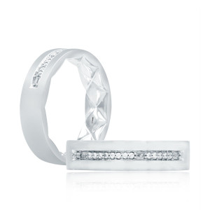 A.JAFFE GR1002Q 14 Karat diamond wedding ring, front view