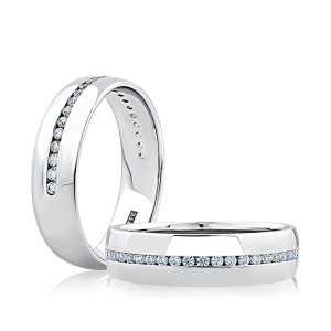 A.JAFFE GR1071 14 Karat diamond wedding ring, front view