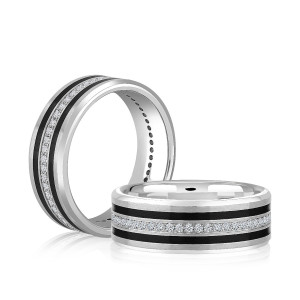 A.JAFFE GR3305E 14 Karat diamond wedding ring, front view