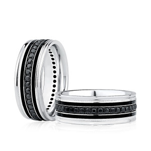 A.JAFFE GR3307E 14 Karat diamond wedding ring, front view