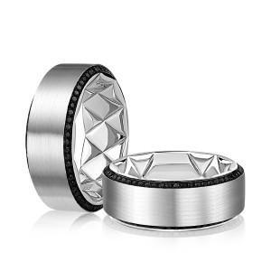 A.JAFFE GR3487QGE 14 Karat diamond wedding ring, front view