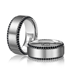 A.JAFFE GR3488EDGC 14 Karat diamond wedding ring, front view