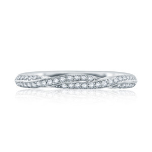 A.JAFFE MR1897Q 14 Karat diamond wedding ring, front view