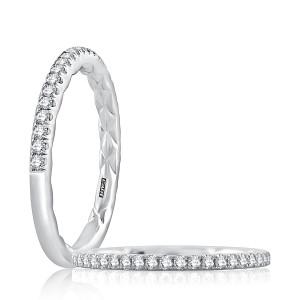 A.JAFFE MR2029Q 14 Karat diamond wedding ring, front view