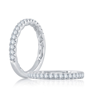 A.JAFFE MR2141Q 14 Karat diamond wedding ring, front view