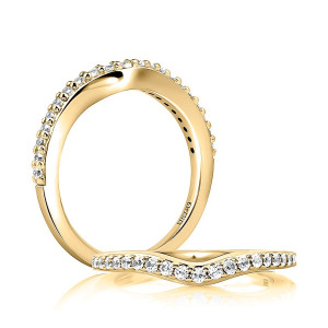 A.JAFFE WR0970 14 Karat diamond wedding ring, front view