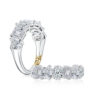 A.JAFFE WRC3684L 14 Karat diamond wedding ring, front view