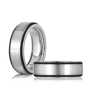 A.JAFFE XGR3502E Platinum diamond wedding ring, front view