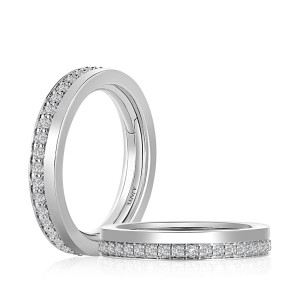 A.JAFFE XWRC4371E 14 Karat diamond wedding ring, front view