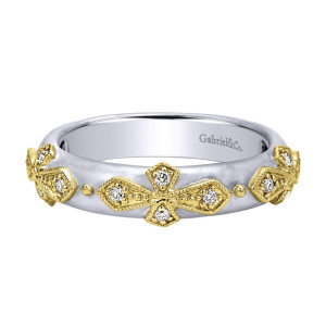 Gabriel Fashion 14 Karat Two-Tone Stackable Stackable Ladies' Ring LR5704M45JJ
